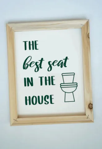 Letrero de lienzo inverso simple con frases divertidas para el baño