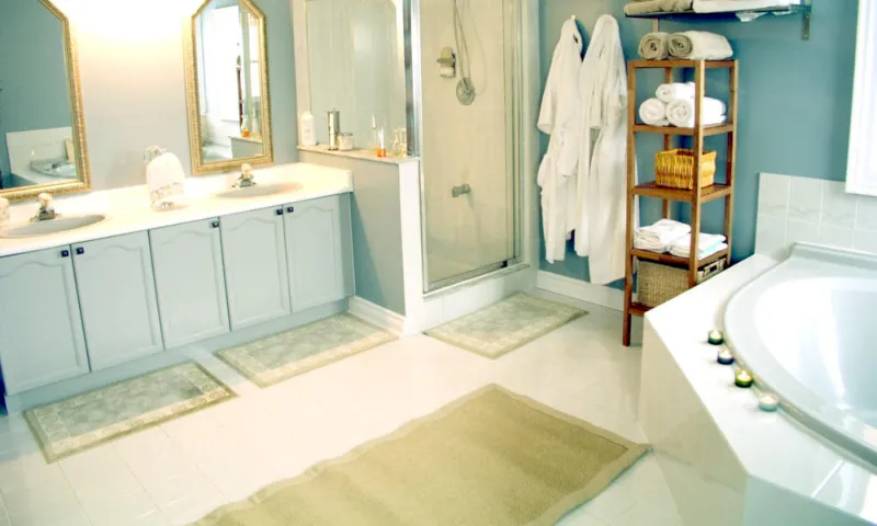 Limpie las alfombras de la ducha y del baño.
